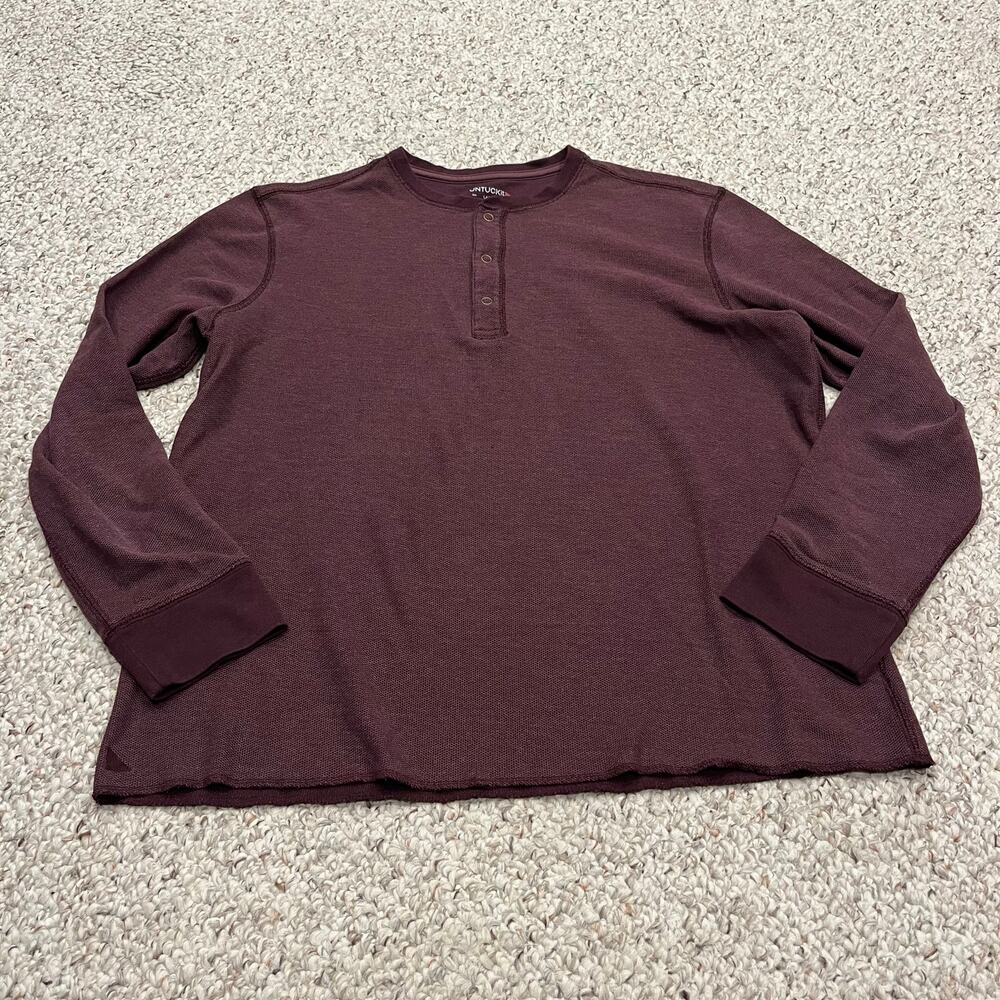Untuckit Men's Henley Long Sleeve Tee Sz L Maroon Casual